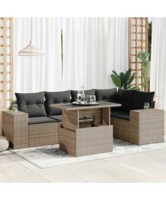 vidaXL vidaXL 6-cz. zestaw mebli ogrodowych z poduszkami, szary, polirattan Dārza mēbeļu komplekti