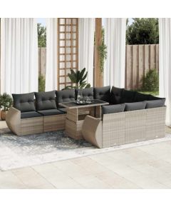 vidaXL vidaXL 11-cz. zestaw mebli ogrodowych z poduszkami, szary rattan PE Dārza mēbeļu komplekti