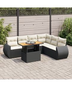 vidaXL vidaXL 7-cz. zestaw wypoczynkowy do ogrodu, z poduszkami, czarny Dārza mēbeļu komplekti