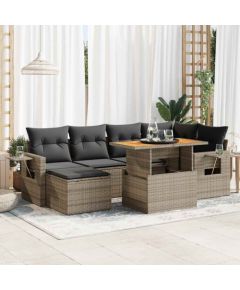 vidaXL vidaXL 7-cz. zestaw wypoczynkowy do ogrodu, z poduszkami, szary Dārza mēbeļu komplekti