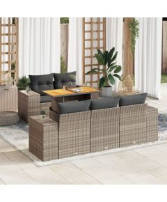 vidaXL vidaXL 6-cz. zestaw mebli ogrodowych z poduszkami, szary, polirattan Dārza mēbeļu komplekti