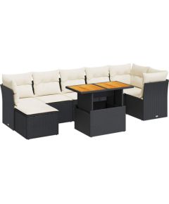 vidaXL vidaXL 8-cz. zestaw wypoczynkowy do ogrodu, z poduszkami, czarny Dārza mēbeļu komplekti