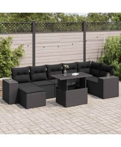 vidaXL vidaXL 8-cz. zestaw wypoczynkowy do ogrodu, z poduszkami, czarny Dārza mēbeļu komplekti