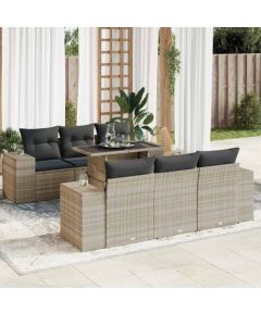 vidaXL vidaXL 7-cz. zestaw wypoczynkowy do ogrodu, z poduszkami, jasnoszary Dārza mēbeļu komplekti