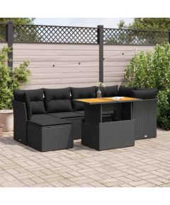 vidaXL vidaXL 7-cz. zestaw wypoczynkowy do ogrodu, z poduszkami, czarny Dārza mēbeļu komplekti