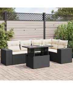 vidaXL vidaXL 6-cz. zestaw mebli ogrodowych z poduszkami, czarny polirattan Dārza mēbeļu komplekti