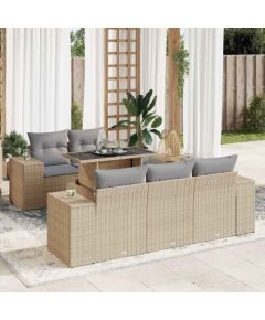 vidaXL vidaXL 6-cz. zestaw mebli ogrodowych z poduszkami, beżowy, polirattan Dārza mēbeļu komplekti