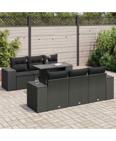 vidaXL vidaXL 7-cz. zestaw wypoczynkowy do ogrodu, z poduszkami, czarny Dārza mēbeļu komplekti