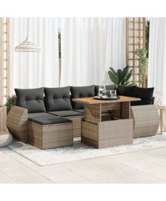 vidaXL vidaXL 7-cz. zestaw wypoczynkowy do ogrodu, z poduszkami, szary Dārza mēbeļu komplekti