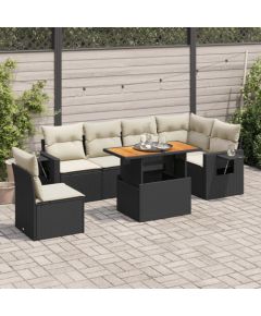 vidaXL vidaXL 7-cz. zestaw wypoczynkowy do ogrodu, z poduszkami, czarny Dārza mēbeļu komplekti