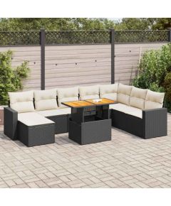 vidaXL vidaXL 9-cz. zestaw wypoczynkowy do ogrodu, z poduszkami, czarny Dārza mēbeļu komplekti