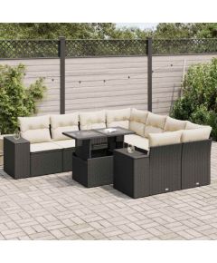 vidaXL vidaXL 9-cz. zestaw wypoczynkowy do ogrodu, z poduszkami, czarny Dārza mēbeļu komplekti