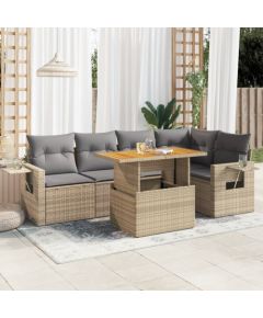 vidaXL vidaXL 6-cz. zestaw mebli ogrodowych z poduszkami, beżowy, polirattan Dārza mēbeļu komplekti