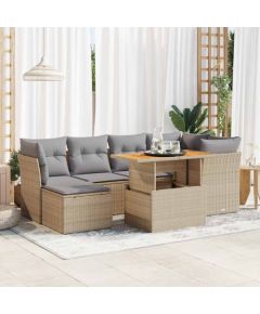 vidaXL vidaXL 7-cz. zestaw wypoczynkowy do ogrodu, z poduszkami, beżowy Dārza mēbeļu komplekti