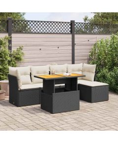 vidaXL vidaXL 6-cz. zestaw mebli ogrodowych z poduszkami, czarny polirattan Dārza mēbeļu komplekti