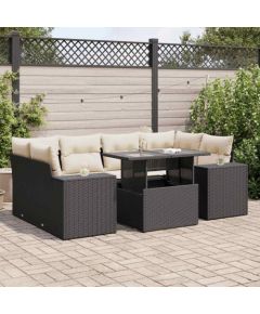 vidaXL vidaXL 7-cz. zestaw wypoczynkowy do ogrodu, z poduszkami, czarny Dārza mēbeļu komplekti