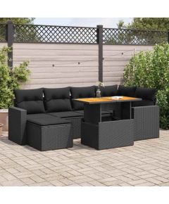 vidaXL vidaXL 7-cz. zestaw wypoczynkowy do ogrodu, z poduszkami, czarny Dārza mēbeļu komplekti