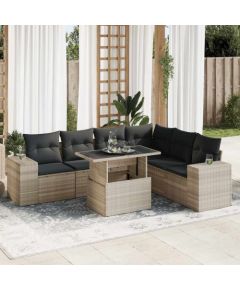 vidaXL vidaXL 7-cz. zestaw wypoczynkowy do ogrodu, z poduszkami, jasnoszary Dārza mēbeļu komplekti