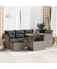 vidaXL vidaXL 7-cz. zestaw wypoczynkowy do ogrodu, z poduszkami, szary Dārza mēbeļu komplekti