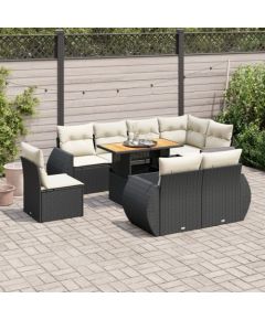 vidaXL vidaXL 9-cz. zestaw wypoczynkowy do ogrodu, z poduszkami, czarny Dārza mēbeļu komplekti