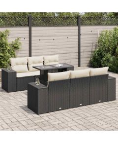 vidaXL vidaXL 7-cz. zestaw wypoczynkowy do ogrodu, z poduszkami, czarny Dārza mēbeļu komplekti