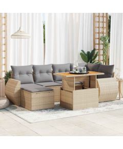 vidaXL vidaXL 7-cz. zestaw wypoczynkowy do ogrodu, z poduszkami, beżowy Dārza mēbeļu komplekti