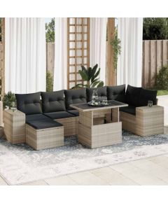 vidaXL vidaXL 8-cz. zestaw mebli ogrodowych, poduszki, jasnoszary polirattan Dārza mēbeļu komplekti