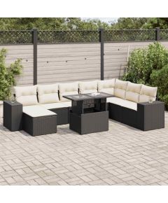 vidaXL vidaXL 9-cz. zestaw wypoczynkowy do ogrodu, z poduszkami, czarny Dārza mēbeļu komplekti