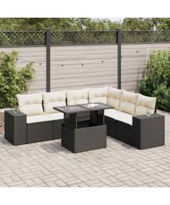 vidaXL vidaXL 7-cz. zestaw wypoczynkowy do ogrodu, z poduszkami, czarny Dārza mēbeļu komplekti