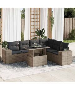 vidaXL vidaXL 7-cz. zestaw wypoczynkowy do ogrodu, z poduszkami, szary Dārza mēbeļu komplekti