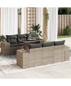 vidaXL vidaXL 7-cz. zestaw wypoczynkowy do ogrodu, z poduszkami, szary Dārza mēbeļu komplekti