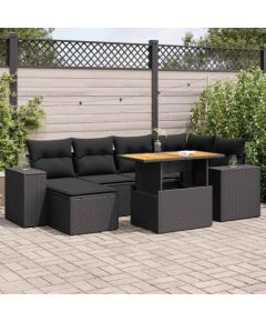 vidaXL vidaXL 7-cz. zestaw wypoczynkowy do ogrodu, z poduszkami, czarny Dārza mēbeļu komplekti