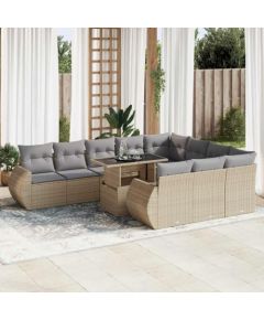 vidaXL vidaXL 11-cz. zestaw mebli ogrodowych z poduszkami, beżowy, polirattan Dārza mēbeļu komplekti