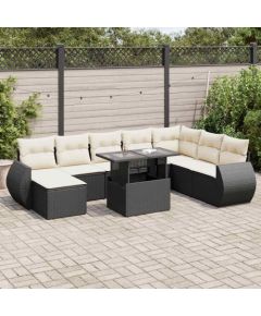 vidaXL vidaXL 9-cz. zestaw wypoczynkowy do ogrodu, z poduszkami, czarny Dārza mēbeļu komplekti