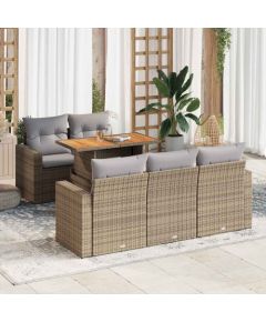 vidaXL vidaXL 6-cz. zestaw mebli ogrodowych z poduszkami, beżowy, polirattan Dārza mēbeļu komplekti