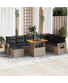 vidaXL vidaXL 9-cz. zestaw mebli ogrodowych z poduszkami, szary, polirattan Dārza mēbeļu komplekti