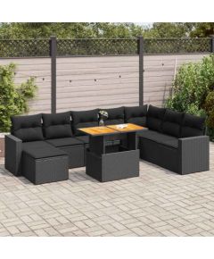 vidaXL vidaXL 9-cz. zestaw wypoczynkowy do ogrodu, z poduszkami, czarny Dārza mēbeļu komplekti