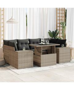 vidaXL vidaXL 7-cz. zestaw wypoczynkowy do ogrodu, z poduszkami, szary Dārza mēbeļu komplekti