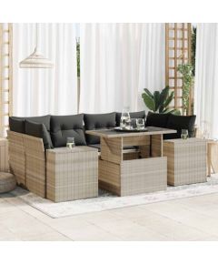 vidaXL vidaXL 7-cz. zestaw wypoczynkowy do ogrodu, z poduszkami, jasnoszary Dārza mēbeļu komplekti