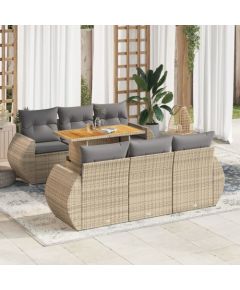 vidaXL 7-cz. zestaw wypoczynkowy do ogrodu, z poduszkami, beżowy Dārza mēbeļu komplekti