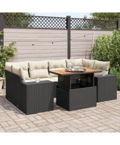 vidaXL 7-cz. zestaw wypoczynkowy do ogrodu, z poduszkami, czarny Dārza mēbeļu komplekti