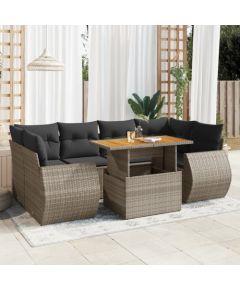 vidaXL 7-cz. zestaw wypoczynkowy do ogrodu, z poduszkami, szary Dārza mēbeļu komplekti