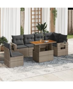 vidaXL 7-cz. zestaw wypoczynkowy do ogrodu, z poduszkami, szary Dārza mēbeļu komplekti