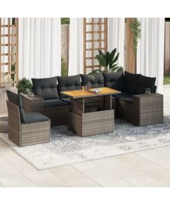 vidaXL 7-cz. zestaw wypoczynkowy do ogrodu, z poduszkami, szary Dārza mēbeļu komplekti