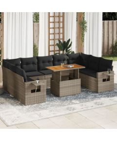 vidaXL 10-cz. zestaw wypoczynkowy do ogrodu, z poduszkami, szary Dārza mēbeļu komplekti