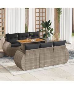 vidaXL 7-cz. zestaw wypoczynkowy do ogrodu, z poduszkami, szary Dārza mēbeļu komplekti