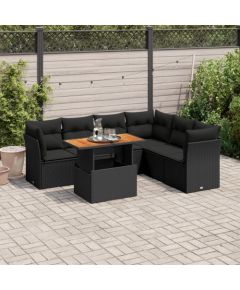 vidaXL 7-cz. zestaw wypoczynkowy do ogrodu, z poduszkami, czarny Dārza mēbeļu komplekti