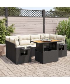 vidaXL 7-cz. zestaw wypoczynkowy do ogrodu, z poduszkami, czarny Dārza mēbeļu komplekti