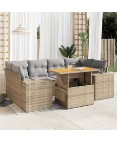 vidaXL 7-cz. zestaw wypoczynkowy do ogrodu, z poduszkami, beżowy Dārza mēbeļu komplekti