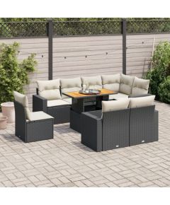 vidaXL 9-cz. zestaw wypoczynkowy do ogrodu, z poduszkami, czarny Dārza mēbeļu komplekti